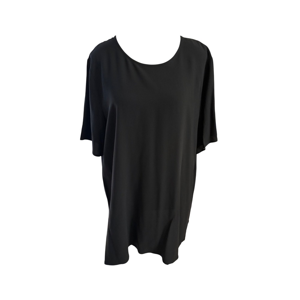 EILEEN‎ FISHER Black Silk Tunic Top Size Large